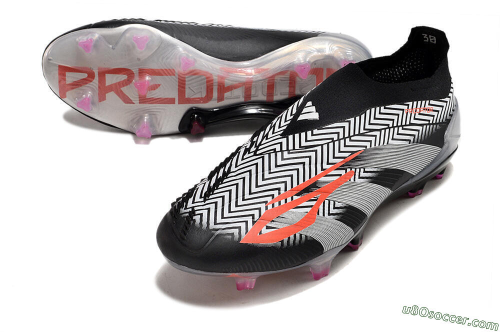 Adidas Predator+ 24 Elite Laceless FG Firm Ground Soccer Cleats - White/Black/Silver 3