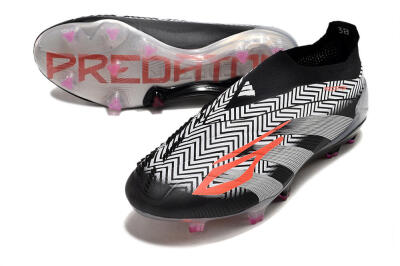Adidas Predator+ 24 Elite Laceless FG Firm Ground Soccer Cleats - White/Black/Silver
