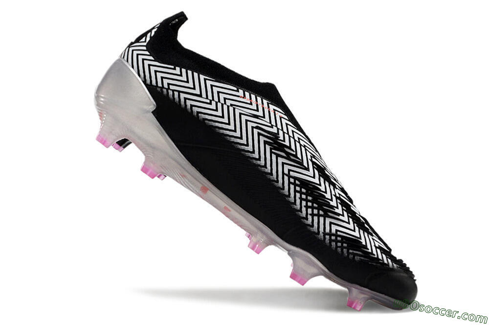 Adidas Predator+ 24 Elite Laceless FG Firm Ground Soccer Cleats - White/Black/Silver 4