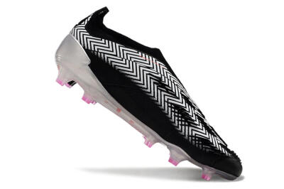 Adidas Predator+ 24 Elite Laceless FG Firm Ground Soccer Cleats - White/Black/Silver