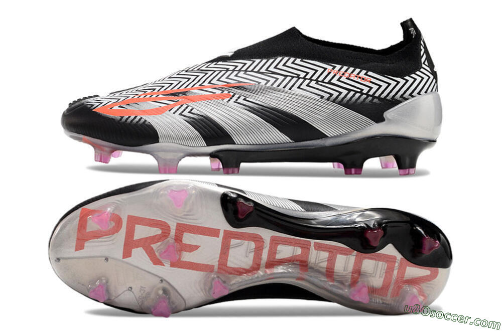 Adidas Predator+ 24 Elite Laceless FG Firm Ground Soccer Cleats - White/Black/Silver 0