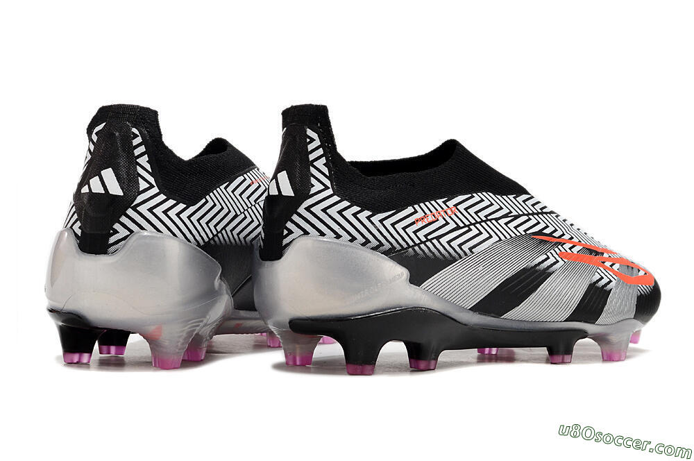 Adidas Predator+ 24 Elite Laceless FG Firm Ground Soccer Cleats - White/Black/Silver 6