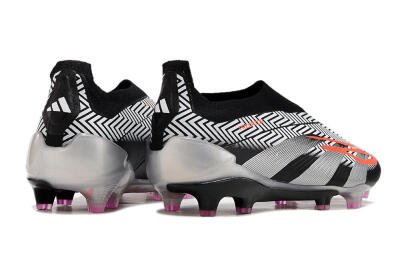 Adidas Predator+ 24 Elite Laceless FG Firm Ground Soccer Cleats - White/Black/Silver