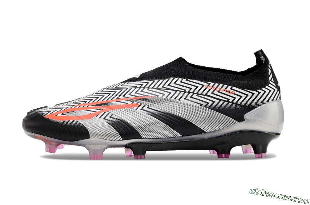 Adidas Predator+ 24 Elite Laceless FG Firm Ground Soccer Cleats - White/Black/Silver 2