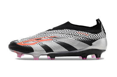 Adidas Predator+ 24 Elite Laceless FG Firm Ground Soccer Cleats - White/Black/Silver