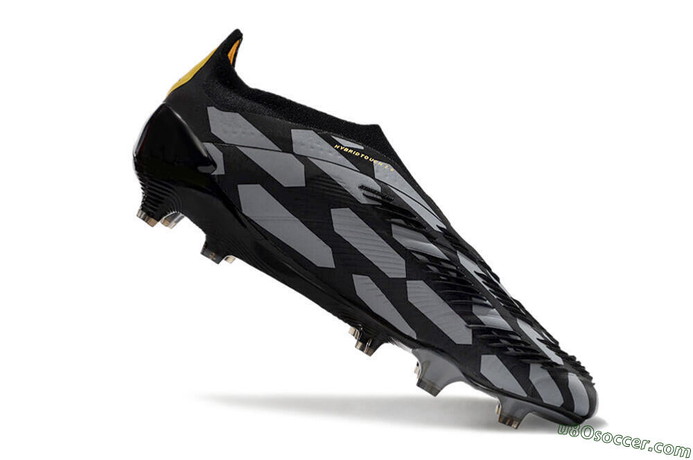 Adidas Predator+ 24 Elite Laceless FG Firm Ground Soccer Cleats - Grey/Black/Gold 4