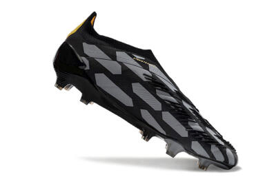 Adidas Predator+ 24 Elite Laceless FG Firm Ground Soccer Cleats - Grey/Black/Gold
