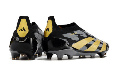 Adidas Predator+ 24 Elite Laceless FG Firm Ground Soccer Cleats - Grey/Black/Gold