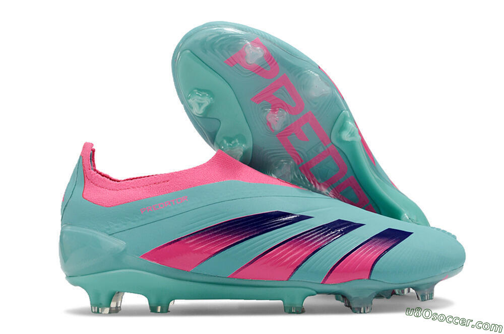 Adidas Predator+ 24 Elite Laceless FG Firm Ground Soccer Cleats - Jade/Pink/Purple 1