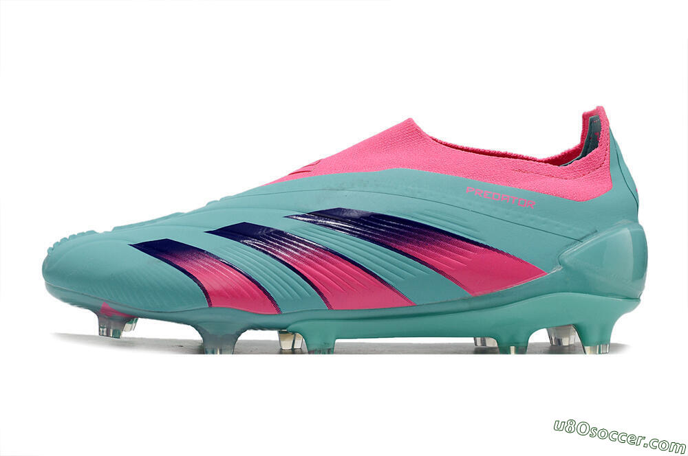 Adidas Predator+ 24 Elite Laceless FG Firm Ground Soccer Cleats - Jade/Pink/Purple 2