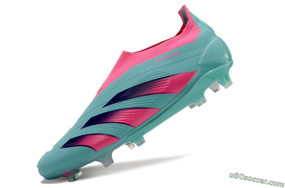 Adidas Predator+ 24 Elite Laceless FG Firm Ground Soccer Cleats - Jade/Pink/Purple 5