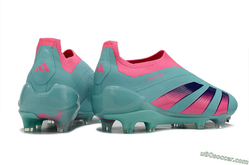 Adidas Predator+ 24 Elite Laceless FG Firm Ground Soccer Cleats - Jade/Pink/Purple 6