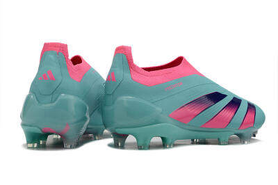 Adidas Predator+ 24 Elite Laceless FG Firm Ground Soccer Cleats - Jade/Pink/Purple