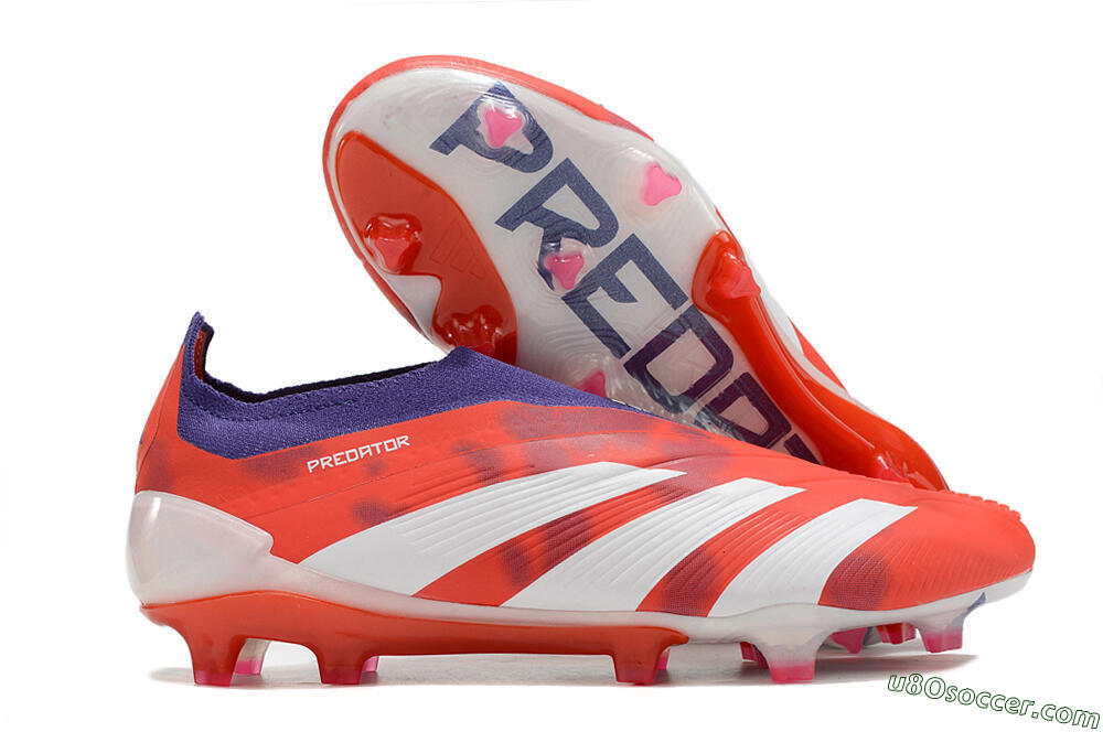 Adidas Predator+ 24 Elite Laceless FG Firm Ground Soccer Cleats - Red/White/Purple 1