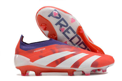 Adidas Predator+ 24 Elite Laceless FG Firm Ground Soccer Cleats - Red/White/Purple