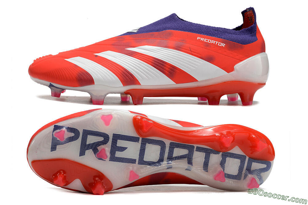 Adidas Predator+ 24 Elite Laceless FG Firm Ground Soccer Cleats - Red/White/Purple 0