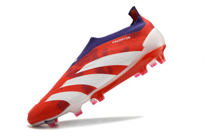 Adidas Predator+ 24 Elite Laceless FG Firm Ground Soccer Cleats - Red/White/Purple