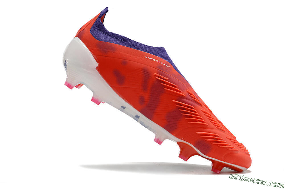Adidas Predator+ 24 Elite Laceless FG Firm Ground Soccer Cleats - Red/White/Purple 4