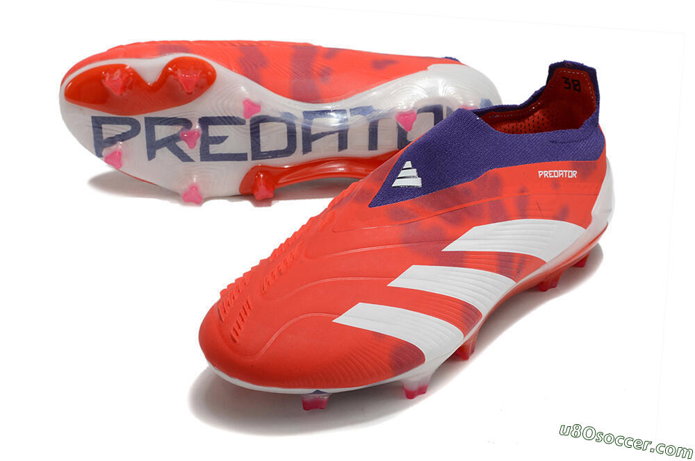 Adidas Predator+ 24 Elite Laceless FG Firm Ground Soccer Cleats - Red/White/Purple 3