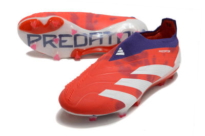 Adidas Predator+ 24 Elite Laceless FG Firm Ground Soccer Cleats - Red/White/Purple