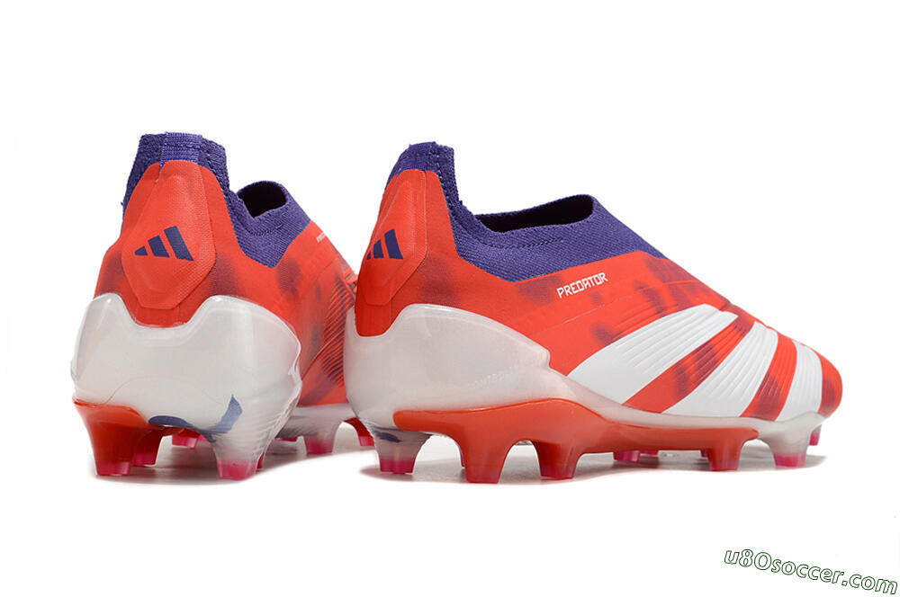 Adidas Predator+ 24 Elite Laceless FG Firm Ground Soccer Cleats - Red/White/Purple 6