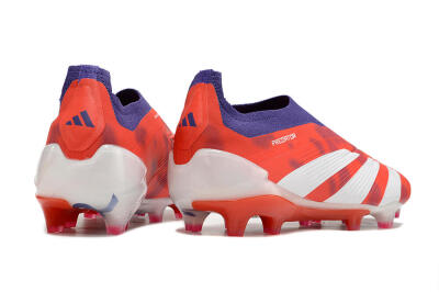 Adidas Predator+ 24 Elite Laceless FG Firm Ground Soccer Cleats - Red/White/Purple