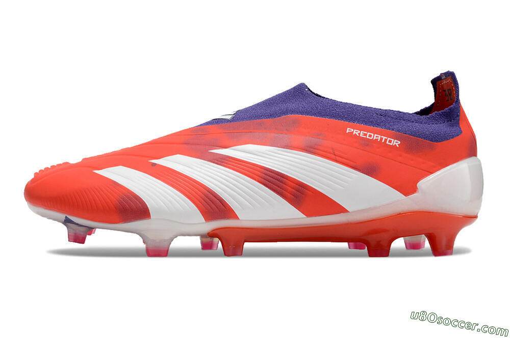 Adidas Predator+ 24 Elite Laceless FG Firm Ground Soccer Cleats - Red/White/Purple 2