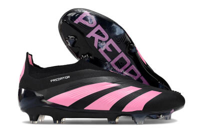 Adidas Predator+ 24 Elite Laceless FG Firm Ground Soccer Cleats - Black/Pink