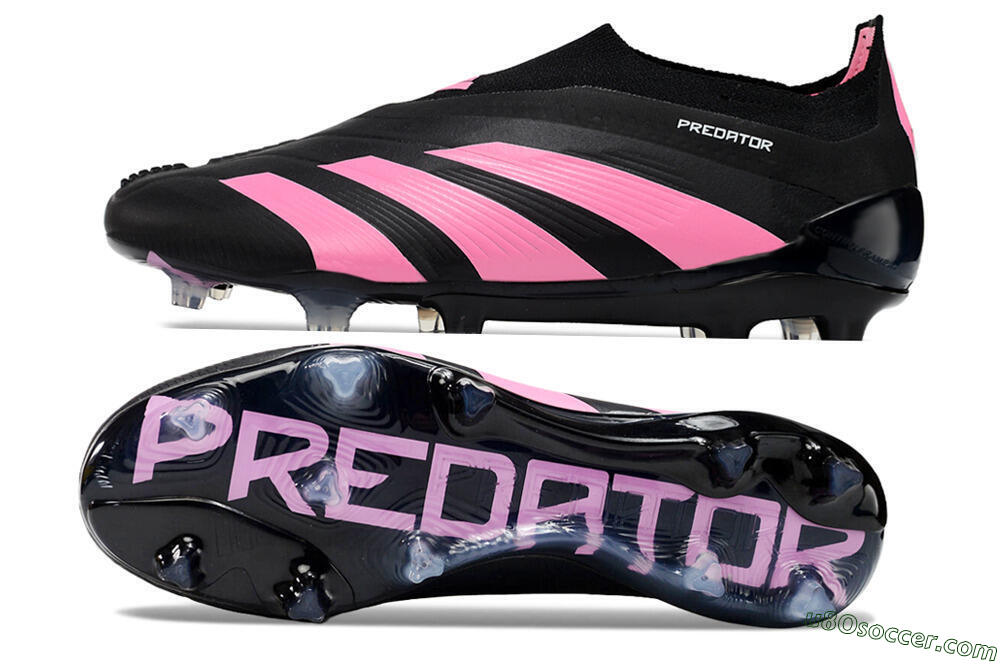Adidas Predator+ 24 Elite Laceless FG Firm Ground Soccer Cleats - Black/Pink 0