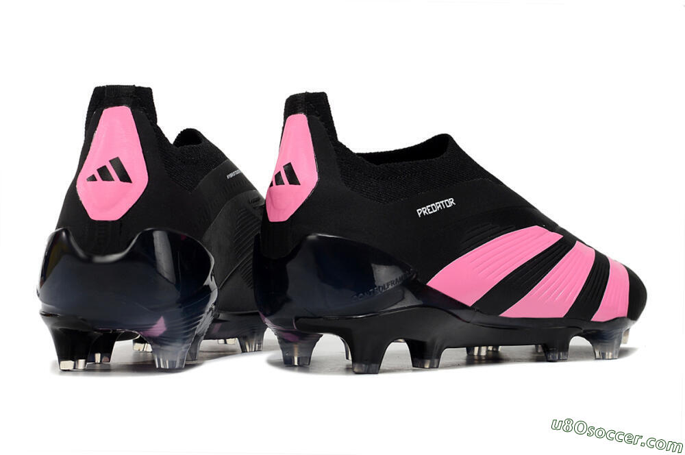 Adidas Predator+ 24 Elite Laceless FG Firm Ground Soccer Cleats - Black/Pink 6