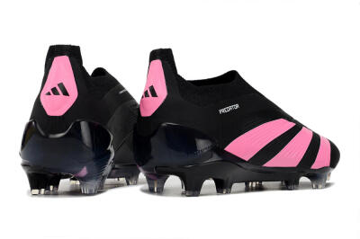 Adidas Predator+ 24 Elite Laceless FG Firm Ground Soccer Cleats - Black/Pink