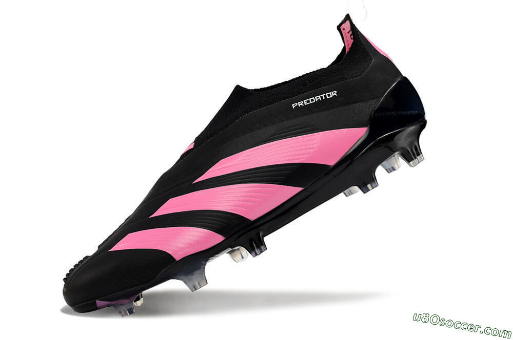 Adidas Predator+ 24 Elite Laceless FG Firm Ground Soccer Cleats - Black/Pink 5