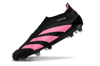 Adidas Predator+ 24 Elite Laceless FG Firm Ground Soccer Cleats - Black/Pink