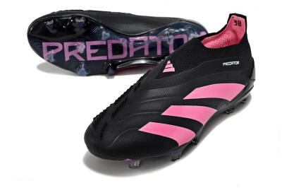 Adidas Predator+ 24 Elite Laceless FG Firm Ground Soccer Cleats - Black/Pink