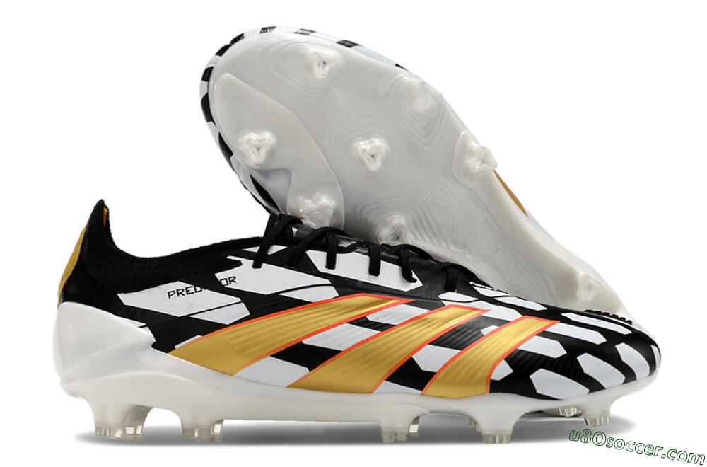 Adidas Predator 24 Elite FG Firm Ground Soccer Cleats - White/Black/Gold 1