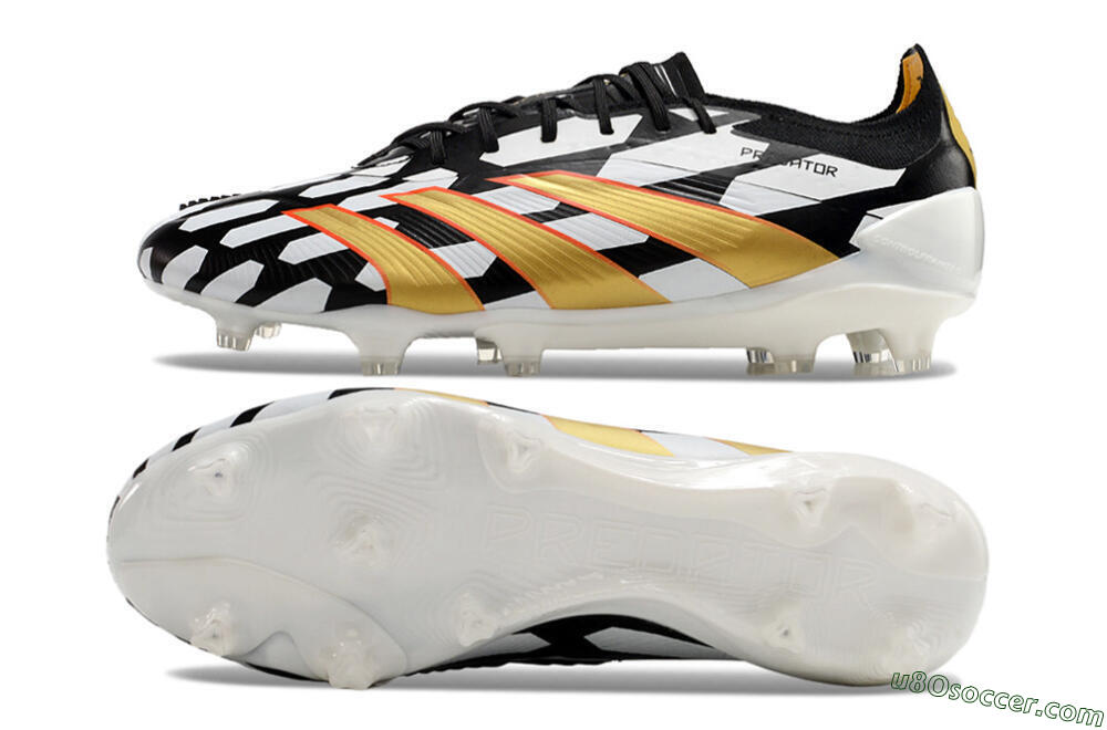 Adidas Predator 24 Elite FG Firm Ground Soccer Cleats - White/Black/Gold 0