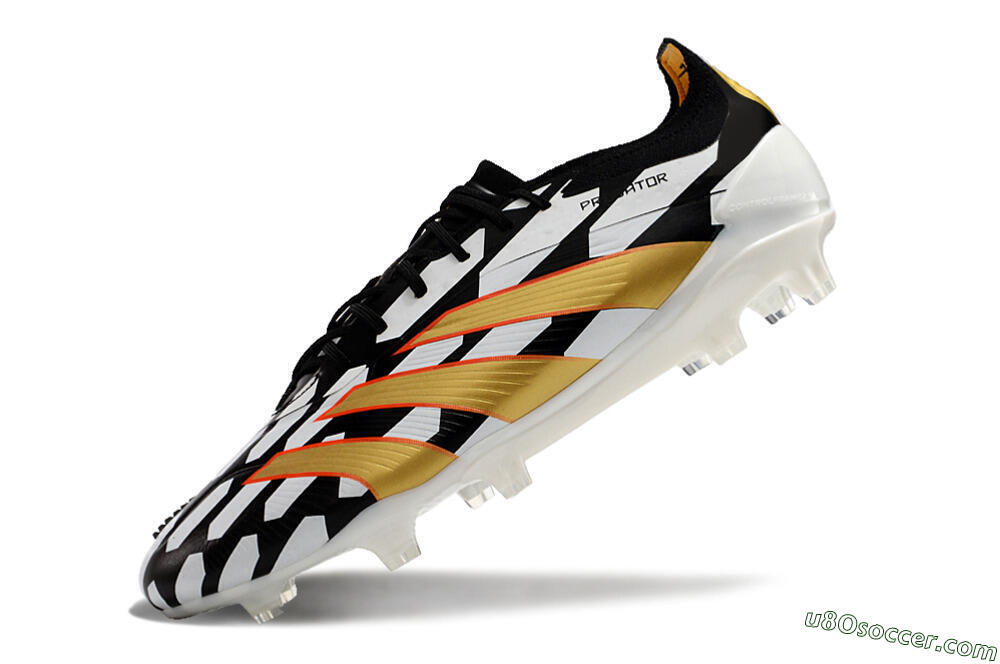 Adidas Predator 24 Elite FG Firm Ground Soccer Cleats - White/Black/Gold 5