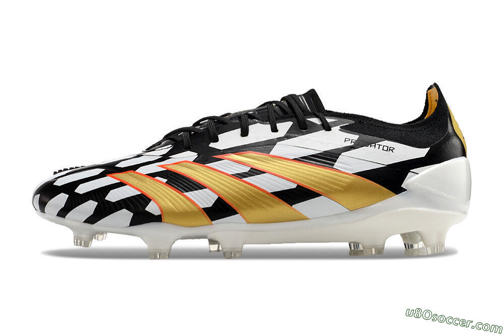 Adidas Predator 24 Elite FG Firm Ground Soccer Cleats - White/Black/Gold 2
