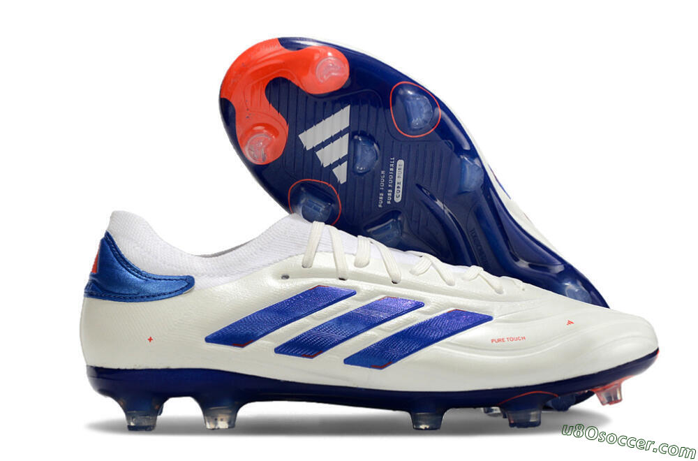 Adidas Copa Pure 2+ FG Firm Ground Soccer Cleats - White/Blue/Red 1
