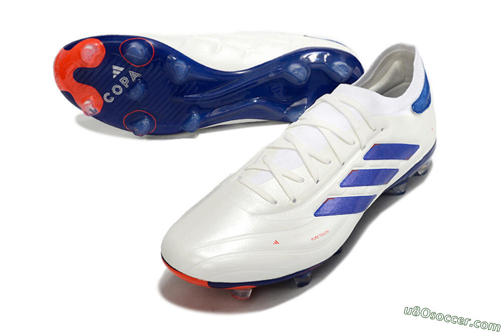 Adidas Copa Pure 2+ FG Firm Ground Soccer Cleats - White/Blue/Red 3