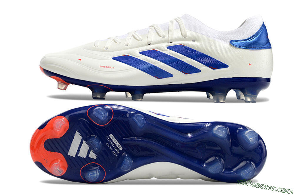 Adidas Copa Pure 2+ FG Firm Ground Soccer Cleats - White/Blue/Red 0