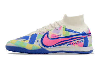 Nike Air Zoom Mercurial Superfly 9 Elite IC Indoor & Futsal Soccer Shoes - White/Blue/Pink/Yellow