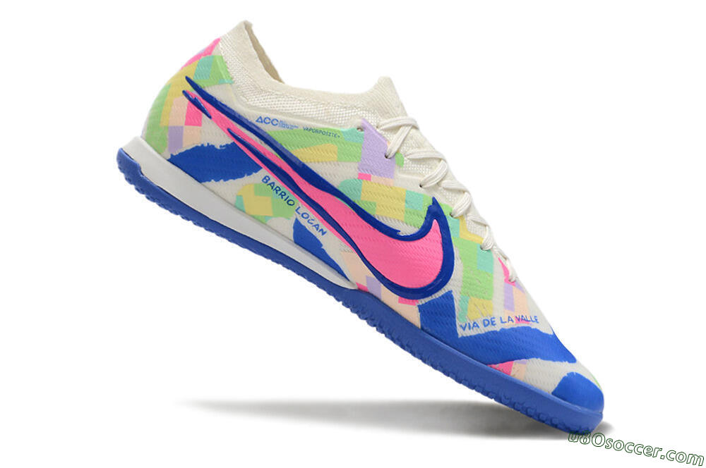 Nike Air Zoom Mercurial Vapor 15 Elite IC Indoor & Futsal Soccer Shoes - White/Blue/Pink/Yellow 4