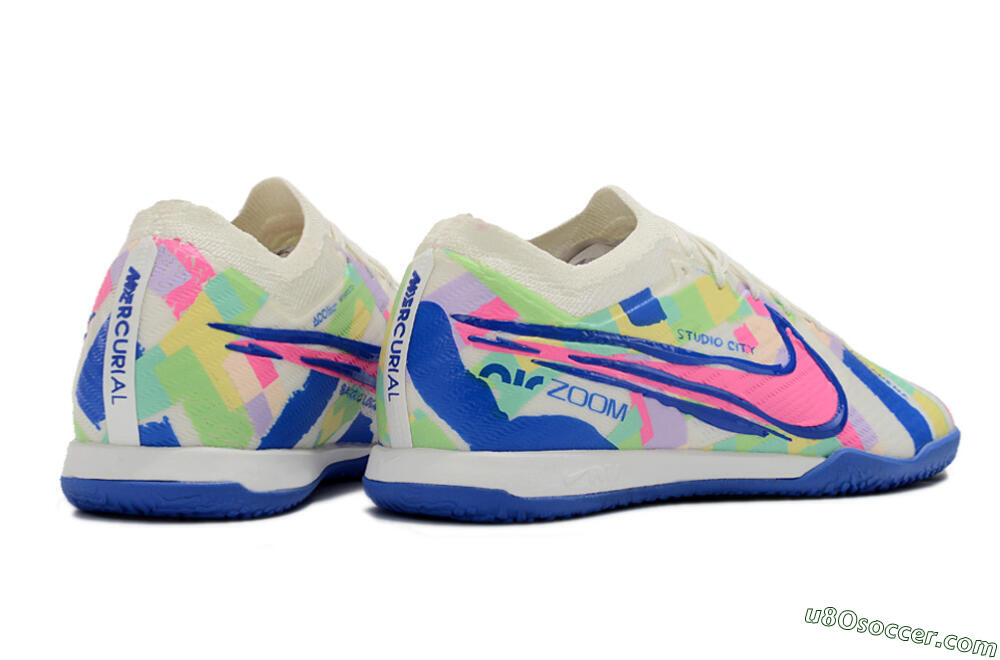 Nike Air Zoom Mercurial Vapor 15 Elite IC Indoor & Futsal Soccer Shoes - White/Blue/Pink/Yellow 6