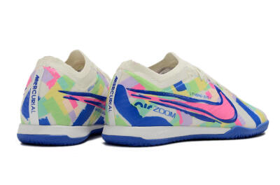 Nike Air Zoom Mercurial Vapor 15 Elite IC Indoor & Futsal Soccer Shoes - White/Blue/Pink/Yellow