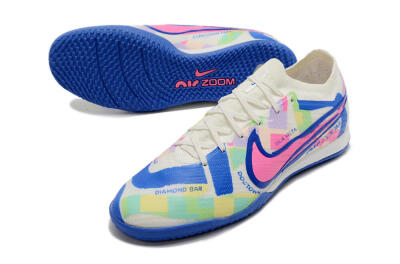 Nike Air Zoom Mercurial Vapor 15 Elite IC Indoor & Futsal Soccer Shoes - White/Blue/Pink/Yellow