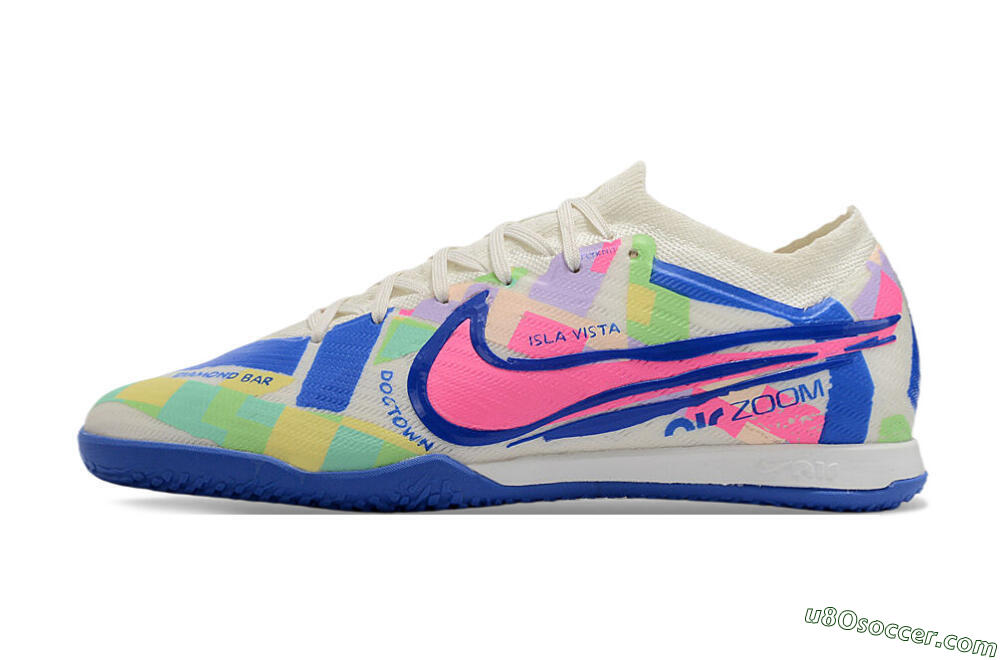 Nike Air Zoom Mercurial Vapor 15 Elite IC Indoor & Futsal Soccer Shoes - White/Blue/Pink/Yellow 2