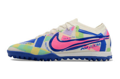 Nike Air Zoom Mercurial Vapor 15 Elite TF Artificial Turf Soccer Shoes - White/Blue/Pink/Yellow