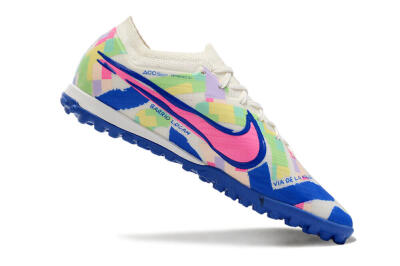 Nike Air Zoom Mercurial Vapor 15 Elite TF Artificial Turf Soccer Shoes - White/Blue/Pink/Yellow