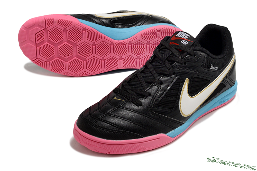 Supre x Nike SB Gato IC Indoor & Futsal Soccer Shoes - Black/White/Blue/Pink 3